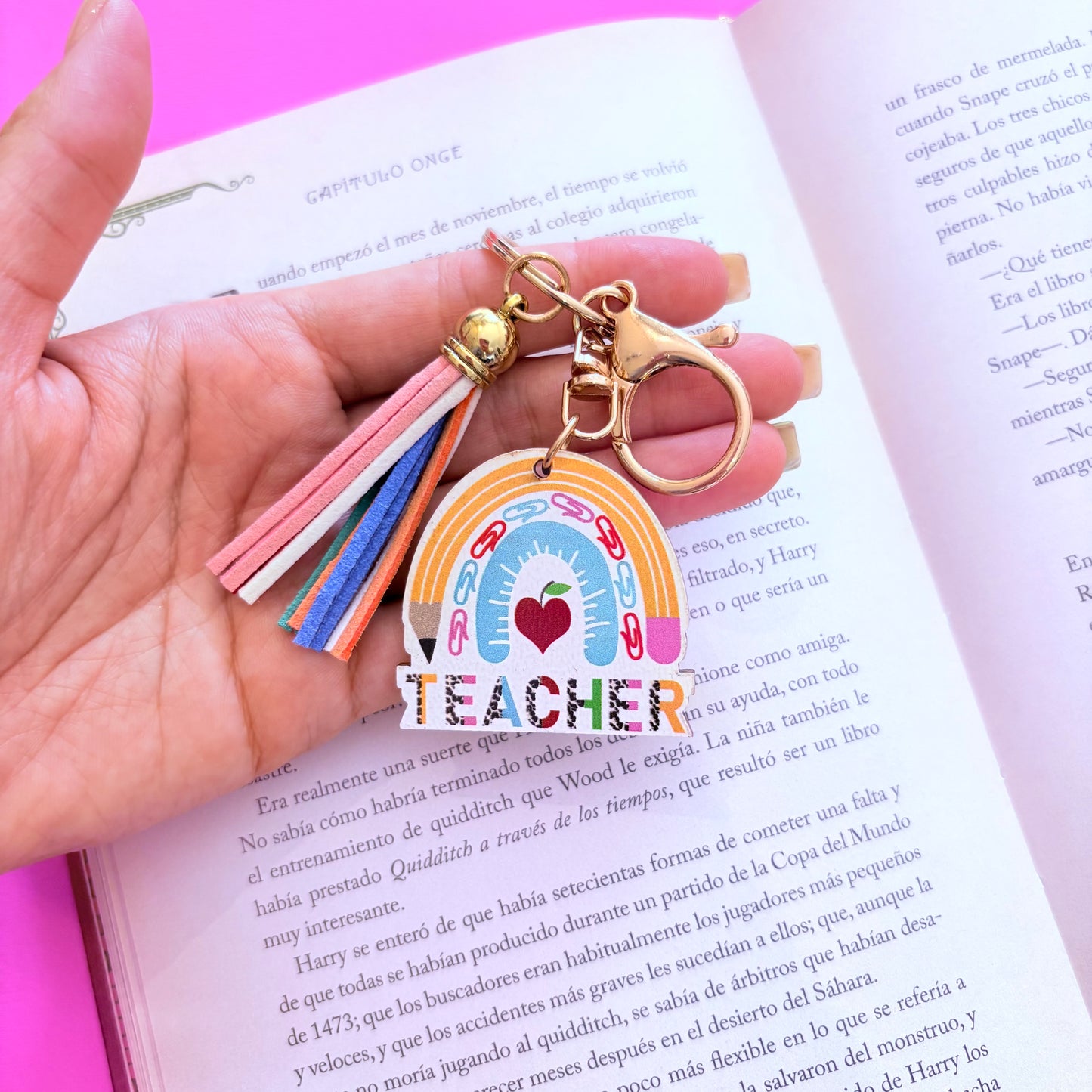Llavero de madera teacher