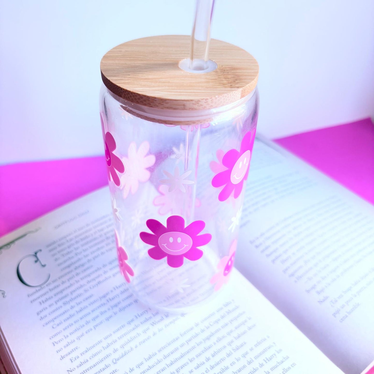 Vaso de cristal flores rosas