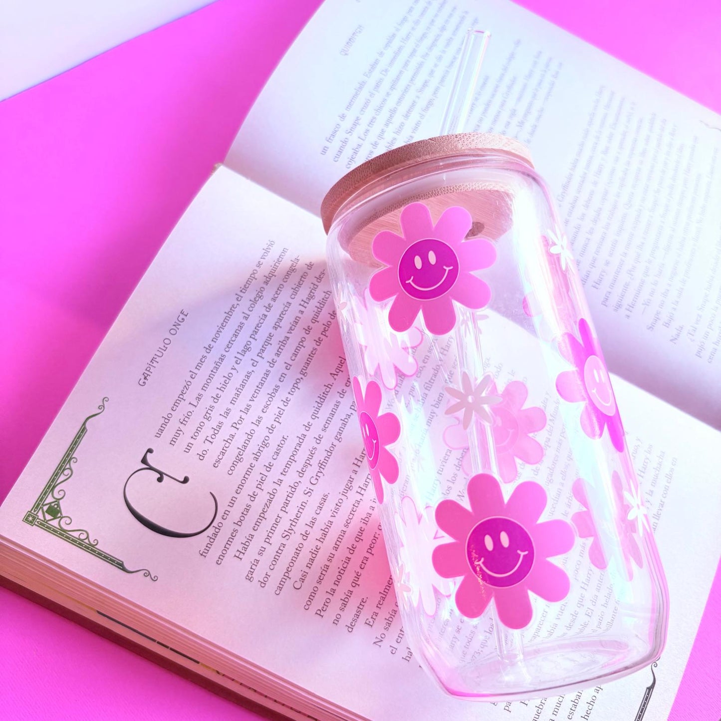 Vaso de cristal flores rosas