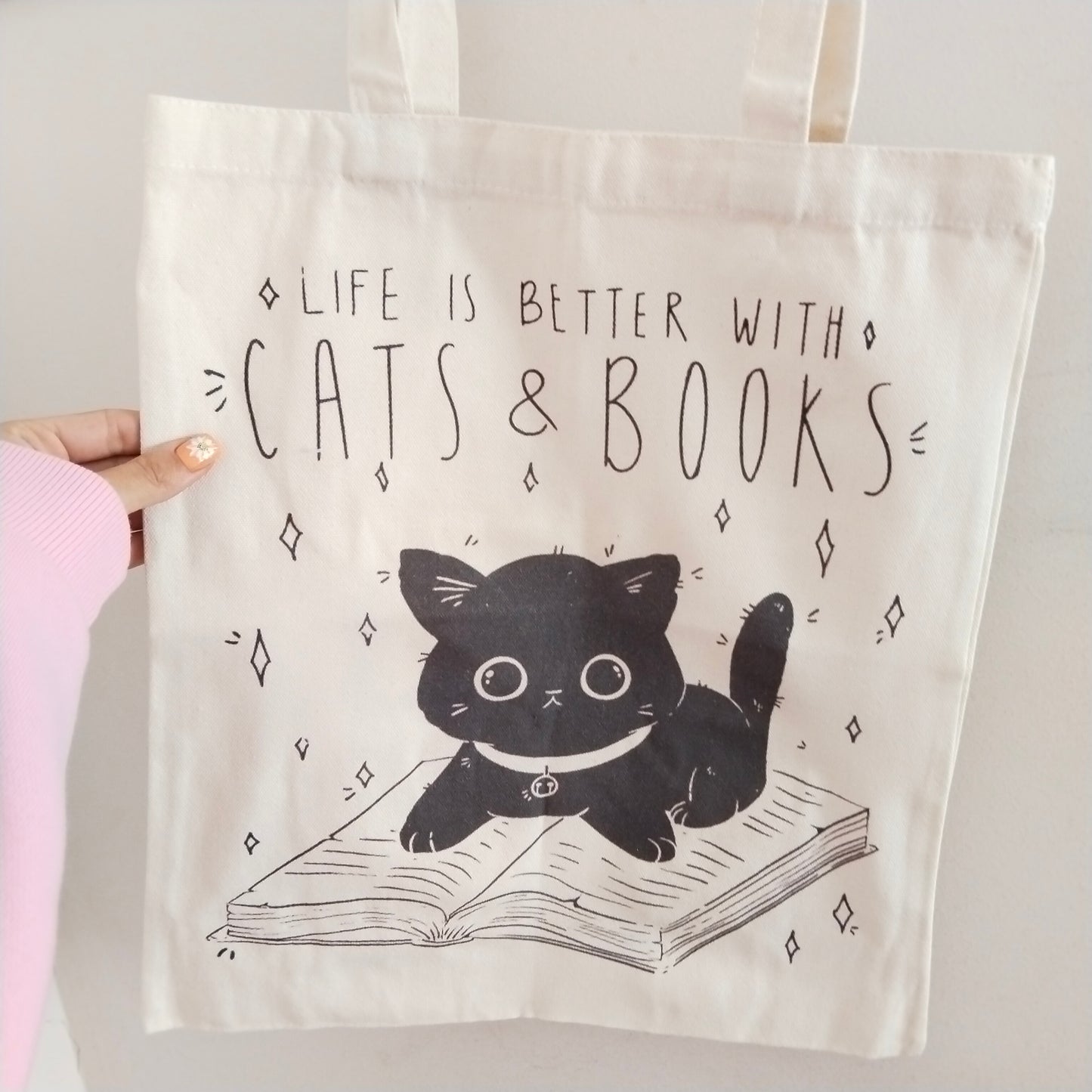 Bolsa de tela gatos y libros
