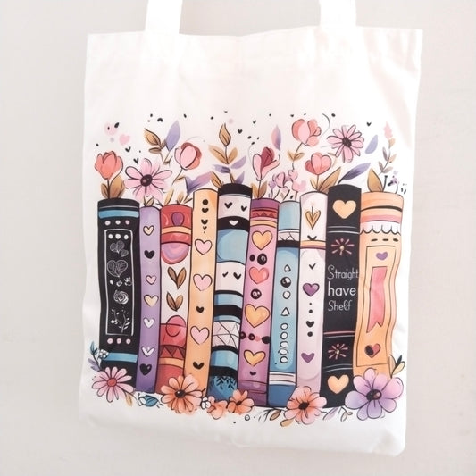 Bolsa de tela libros entre flores