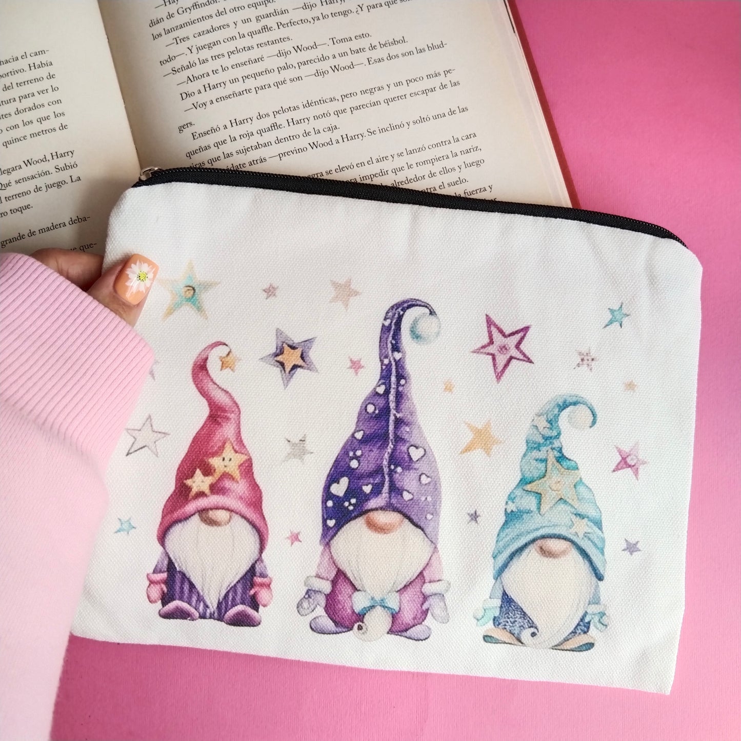 Mini bolsa de tela Gnomos felices