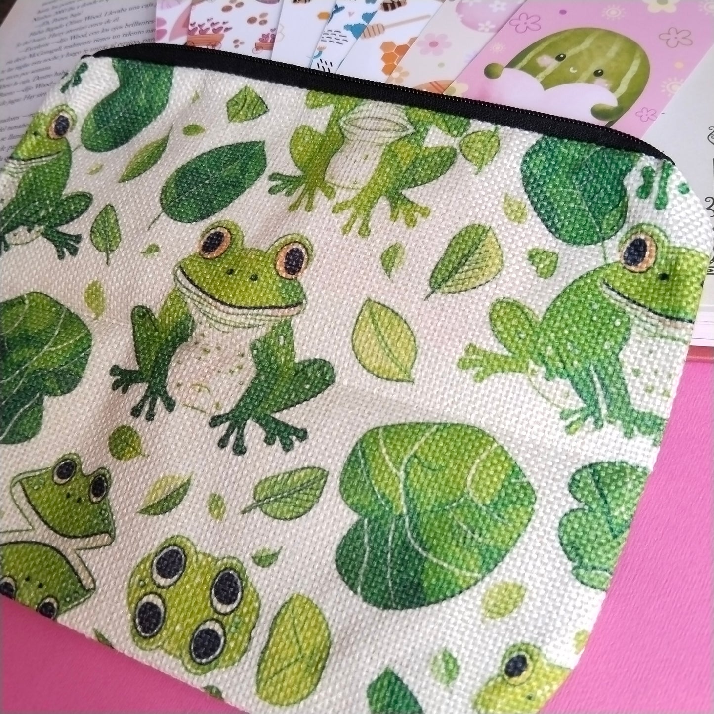Mini bolsa de tela ranas de primavera