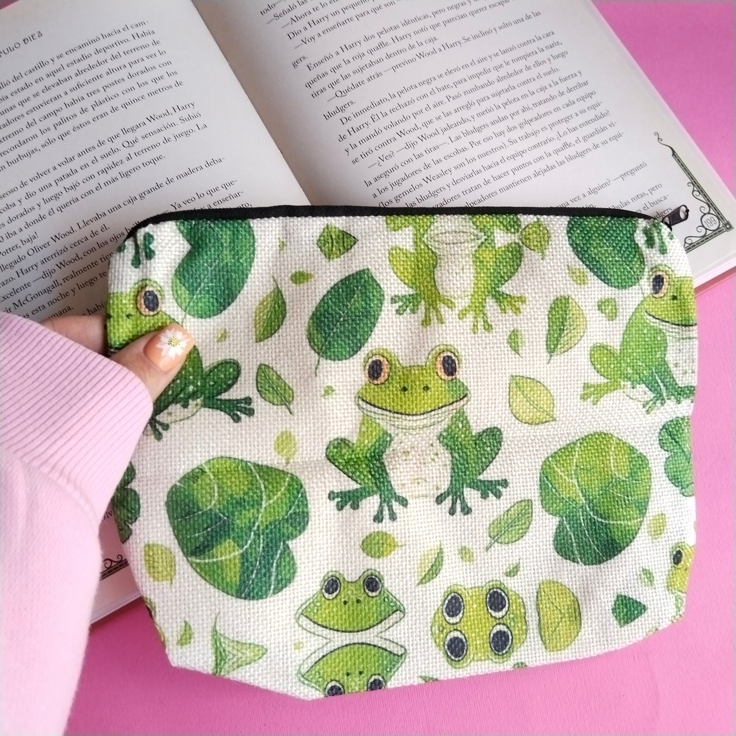 Mini bolsa de tela ranas de primavera