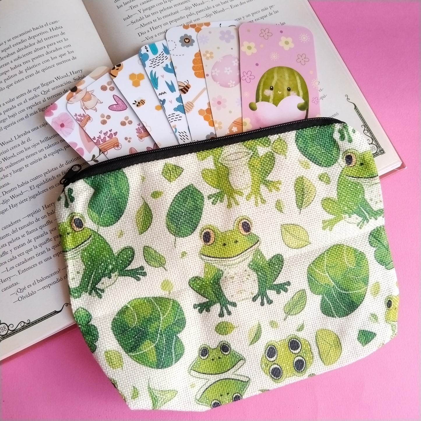 Mini bolsa de tela ranas de primavera