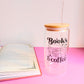 Vaso de cristal book´s and coffee