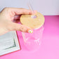 Vaso de cristal lazos rositas