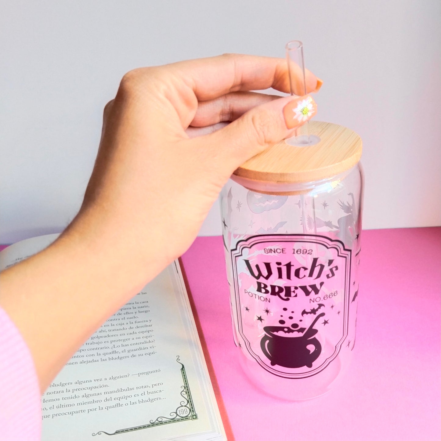 Vaso de cristal poción de bruja