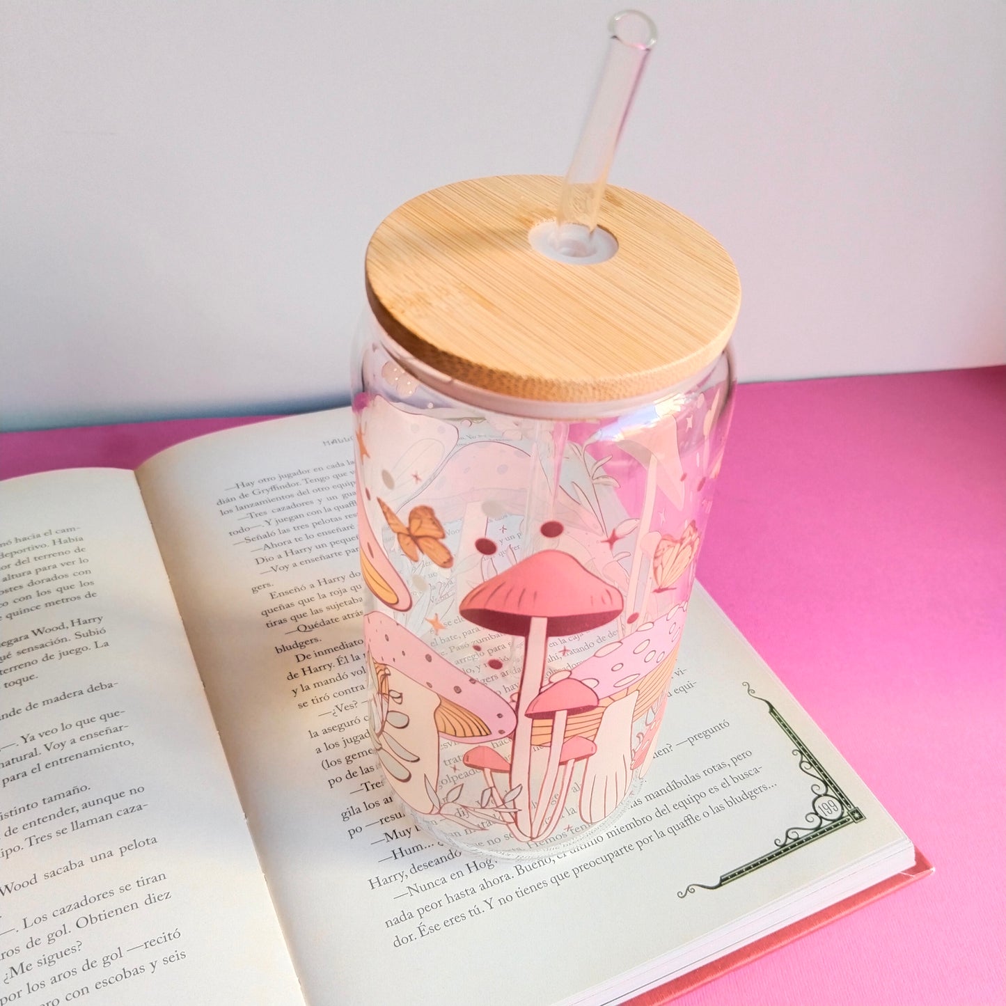 Vaso de cristal setas rositas