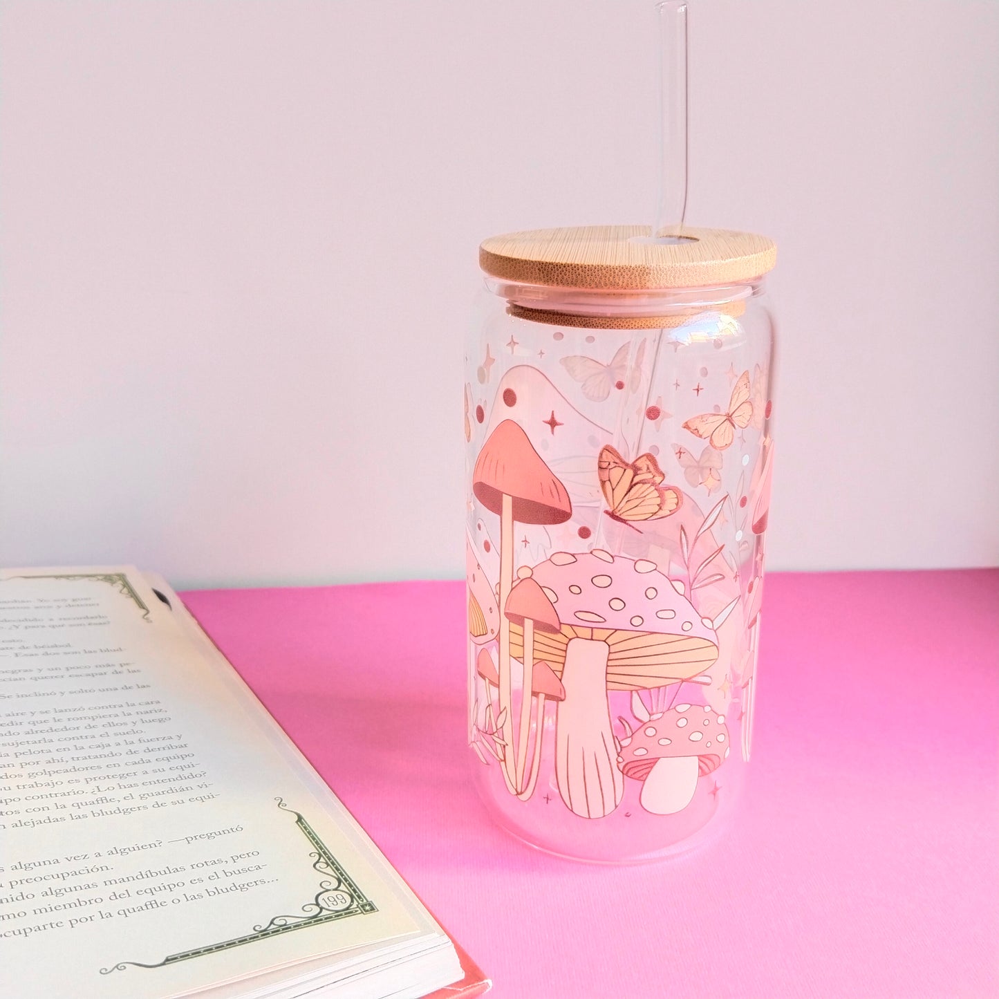 Vaso de cristal setas rositas
