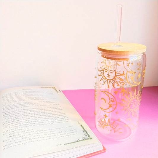 Vaso de cristal sol y luna