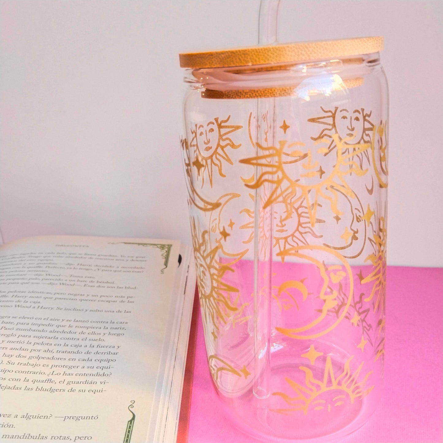 Vaso de cristal sol y luna