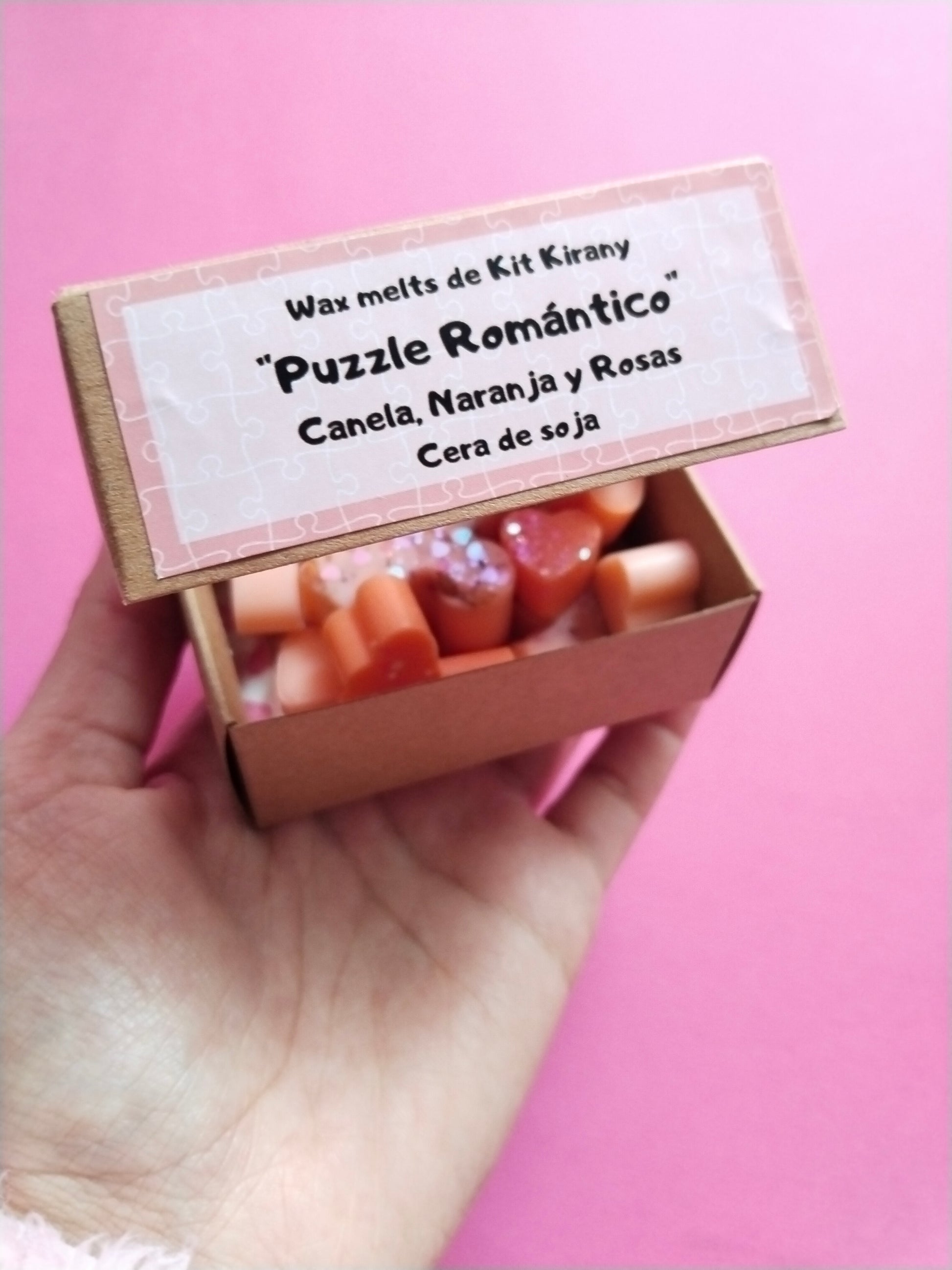 kit kirany Wax melts: Puzzle romántico de Canela, Naranja y Rosas