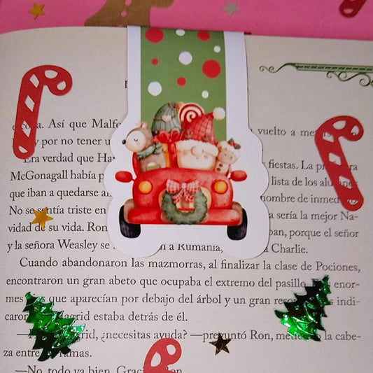 marcapaginas magnetico kit kirany papa noel sobre ruedas