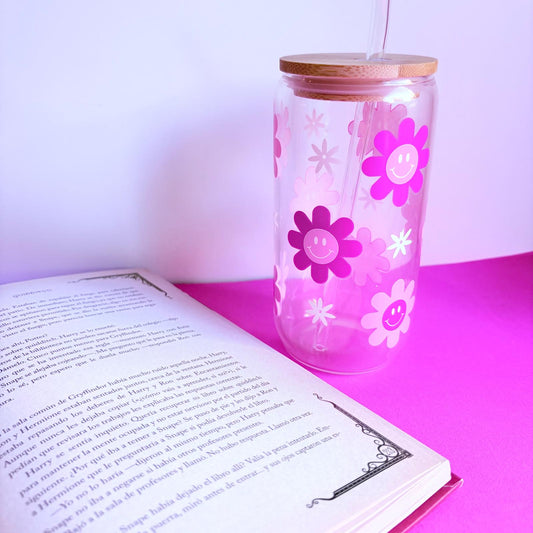 Vaso de cristal flores rosas