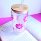 Vaso de cristal flores rosas